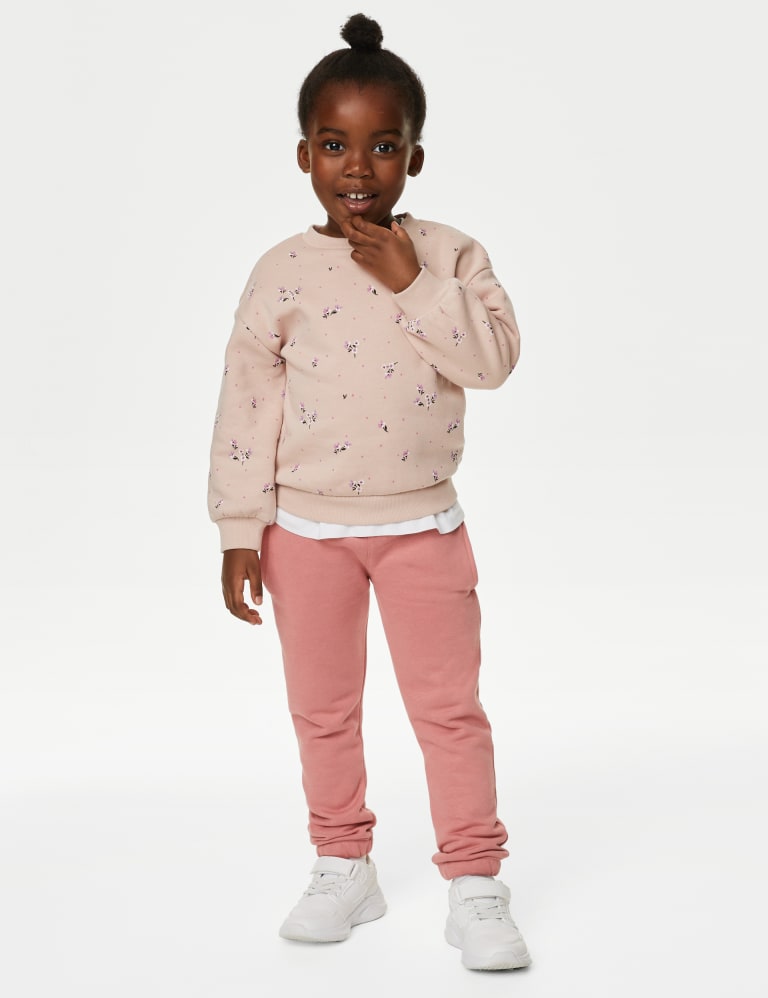 Pink floral sales sweatshirt
