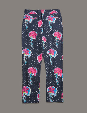Cotton Rich Floral Trousers (5-14 Years) Image 2 of 3