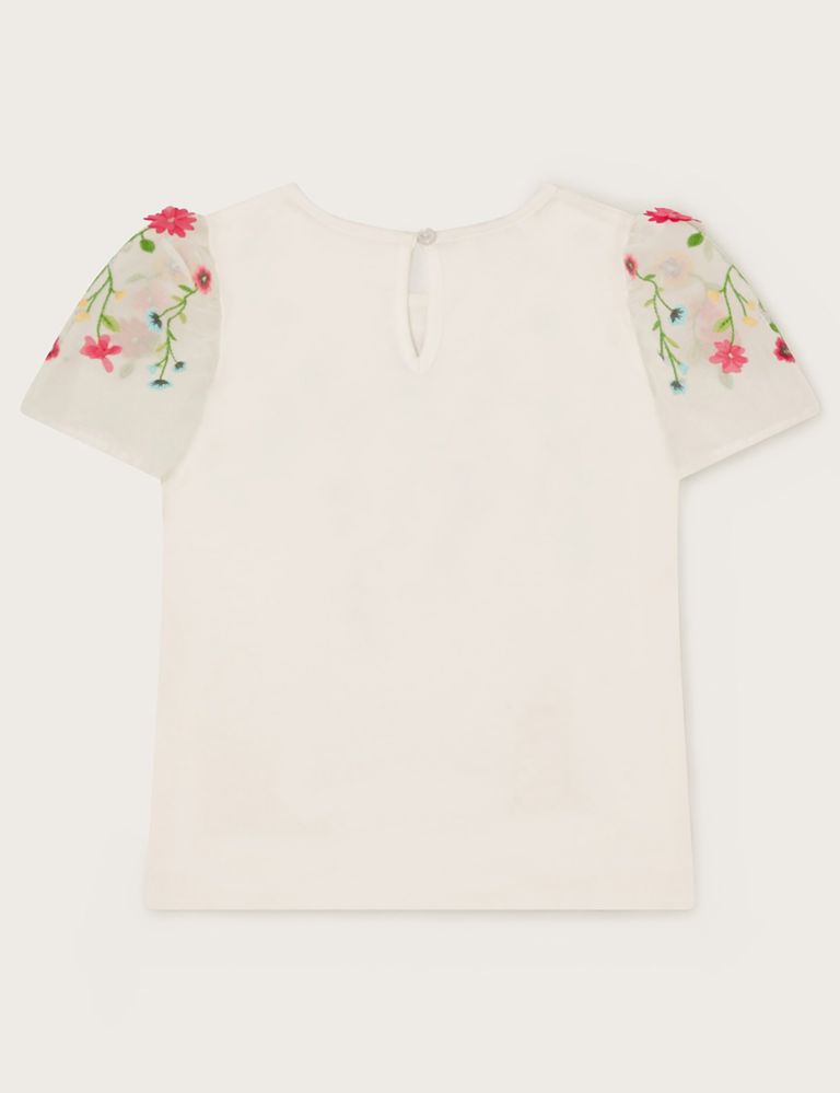 Cotton Rich Flower Embroidered Top (3-13 Yrs) 2 of 3