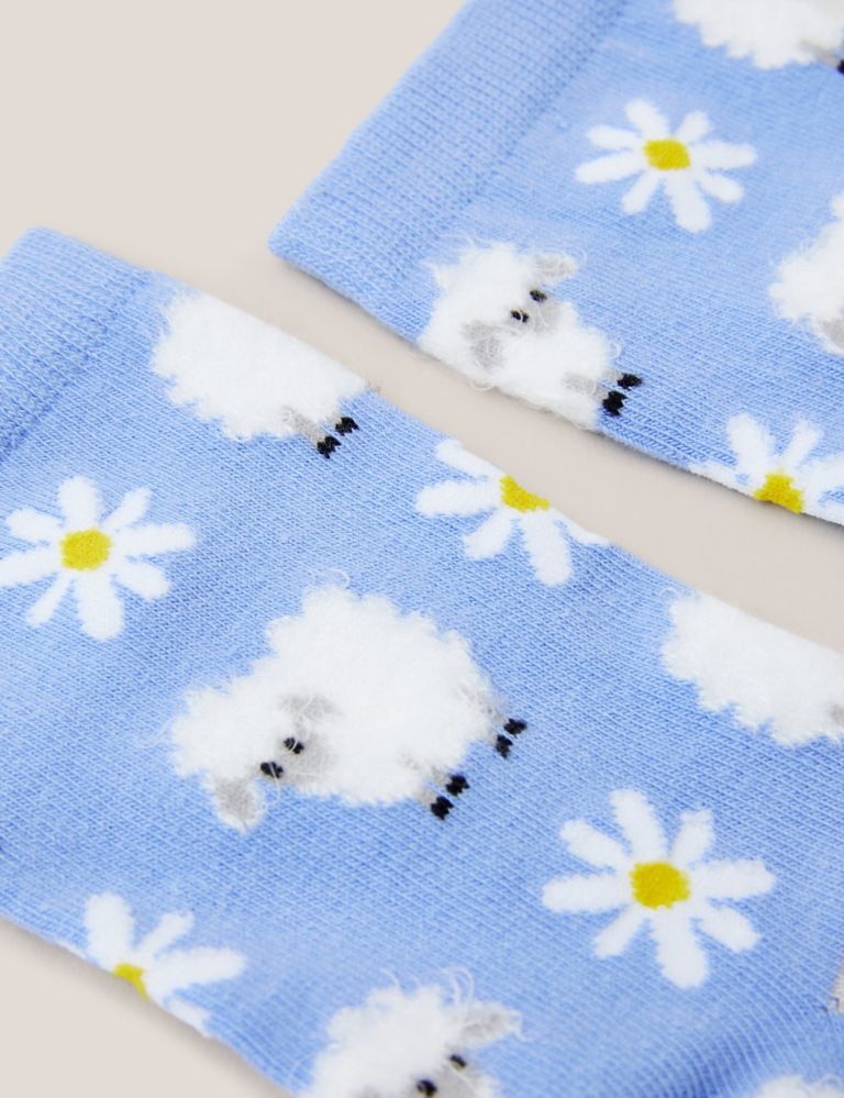 Cotton Rich Fluffy Sheep Ankle High Socks 2 of 2