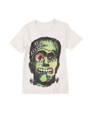 Cotton Rich Frankenstein Print T-Shirt (5-14 Years) Image 2 of 4