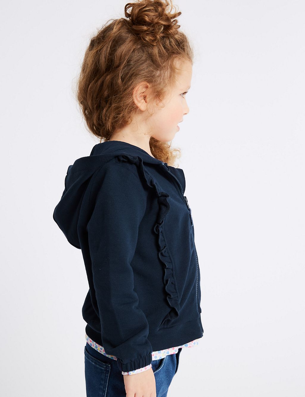 Cotton Rich Frill Hooded Top (3 Months - 7 Years) 2 of 4