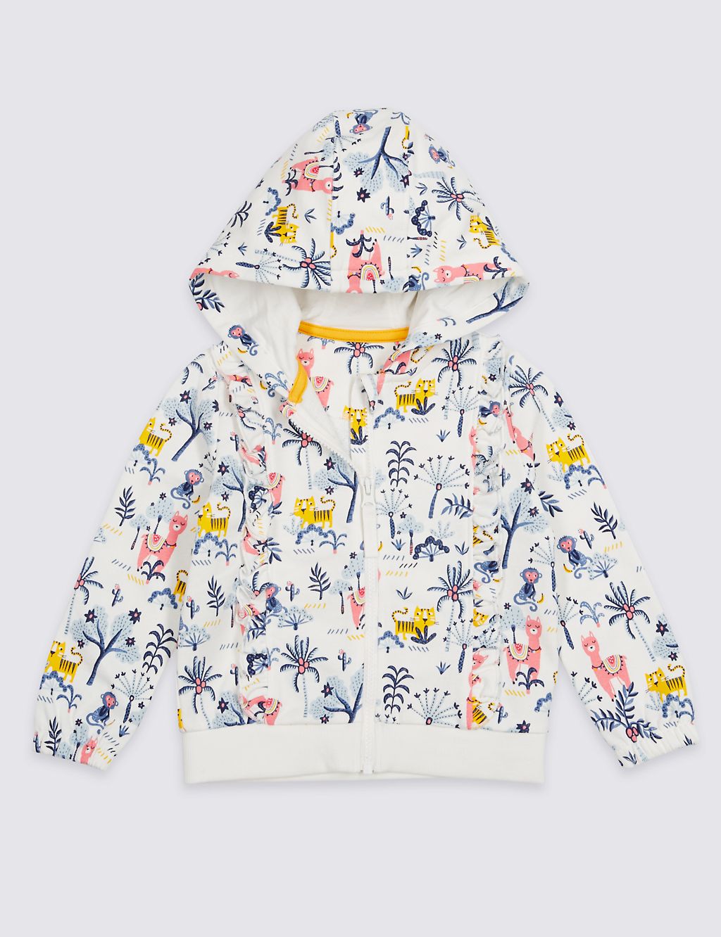 Cotton Rich Frill Hooded Top (3 Months - 7 Years) 1 of 3