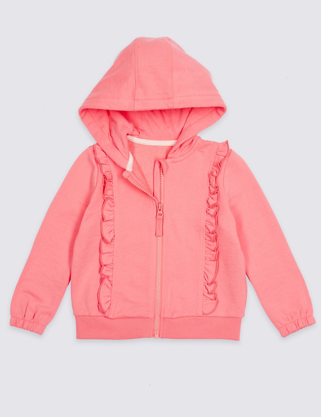 Cotton Rich Frill Hooded Top (3 Months - 7 Years) 1 of 3
