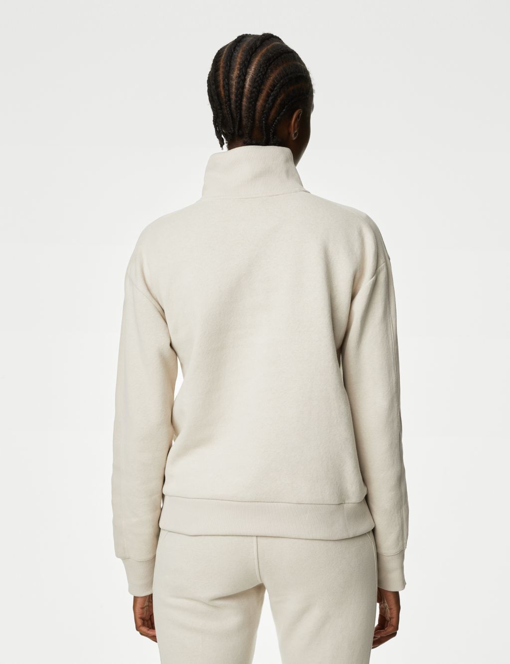 Cotton Rich Funnel Neck Half Zip Sweatshirt | Goodmove | M&S