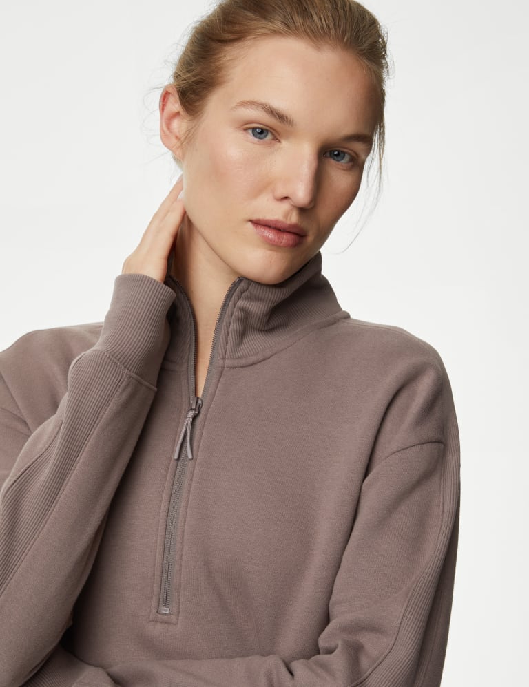 High neck zip clearance sweatshirt