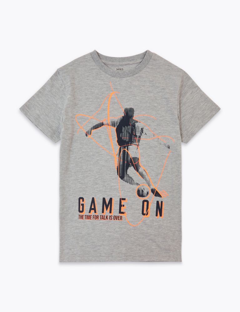 Cotton Rich Game On Slogan T-Shirt (6-16 Yrs) 2 of 4