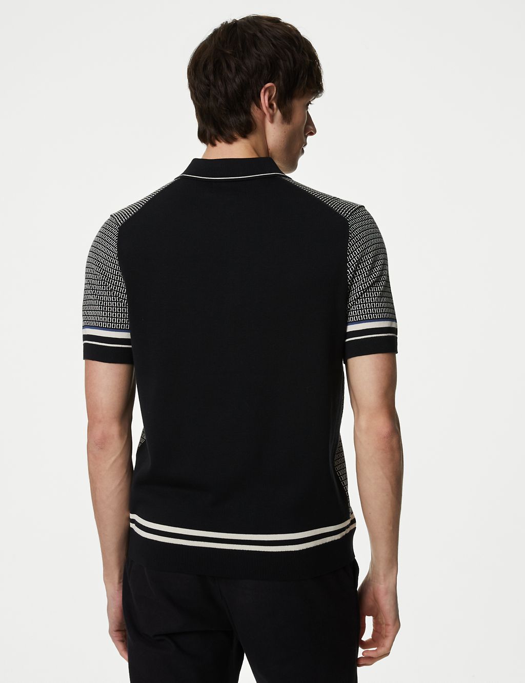 Cotton Rich Geometric Knitted Polo Shirt 5 of 8