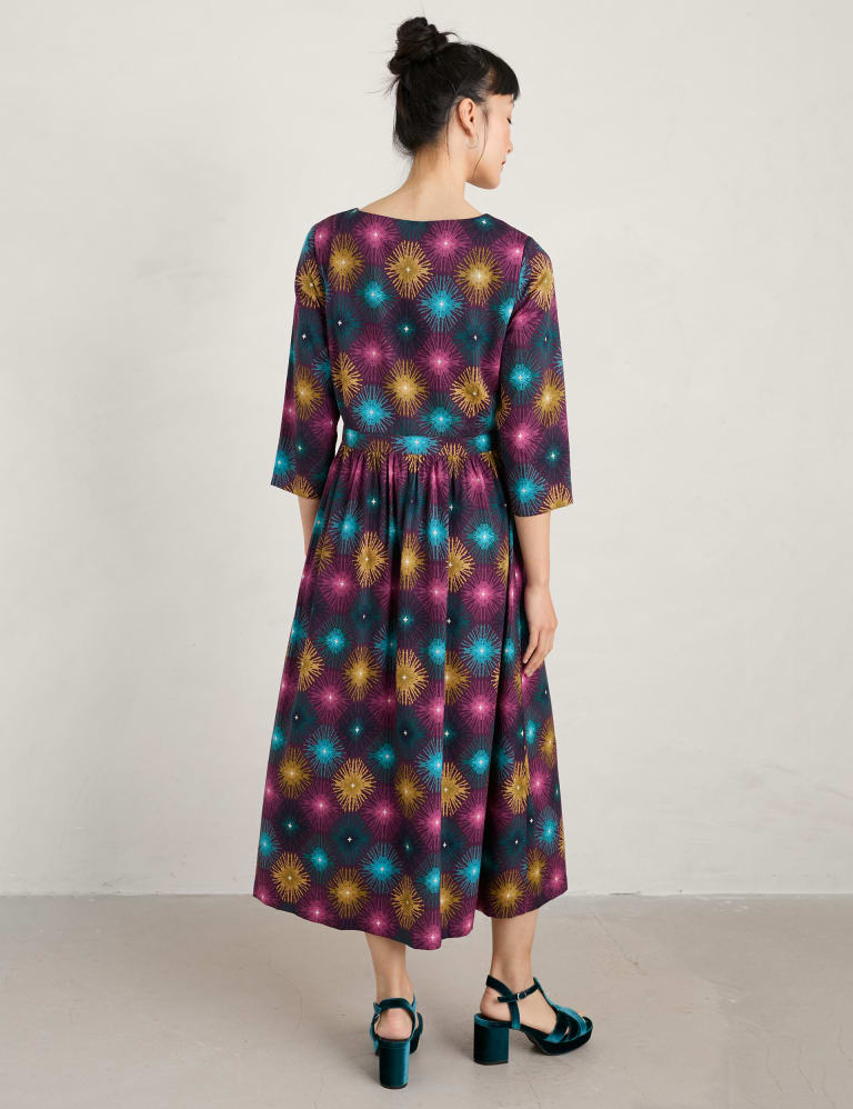 Cotton dress midi length sales