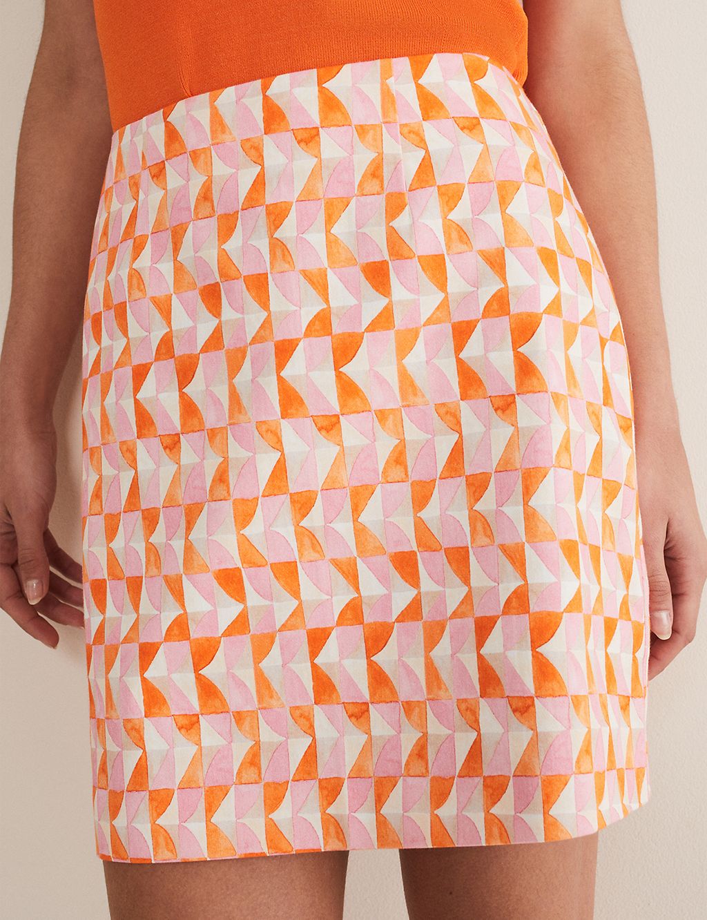 Cotton Rich Geometric Mini Pencil Skirt | Phase Eight | M&S