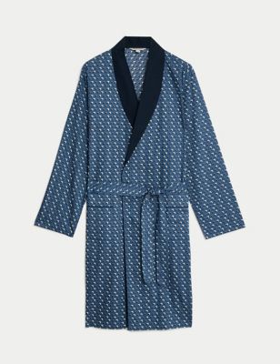 Cotton Rich Geometric Print Dressing Gown Image 2 of 5