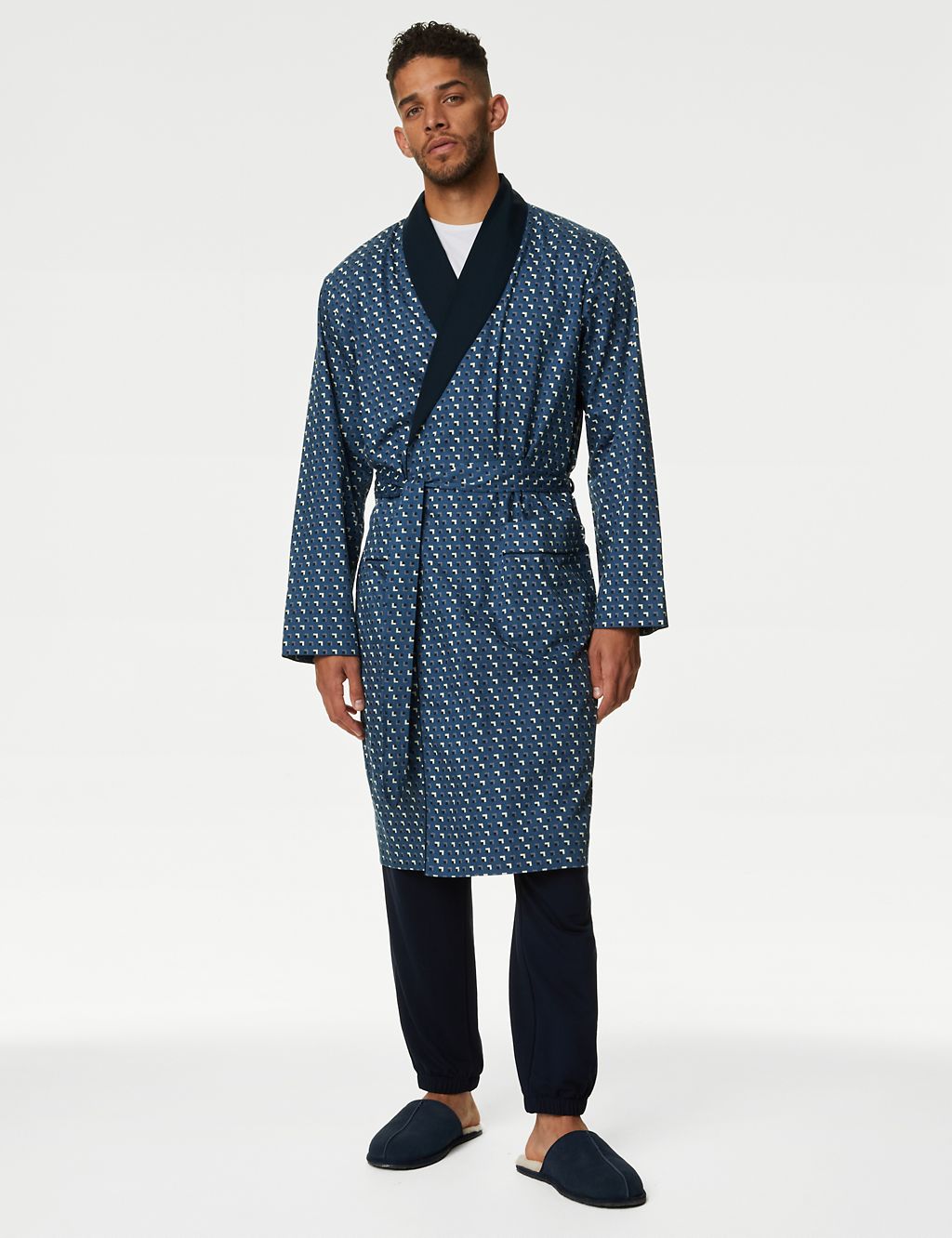 Cotton Rich Geometric Print Dressing Gown 3 of 5