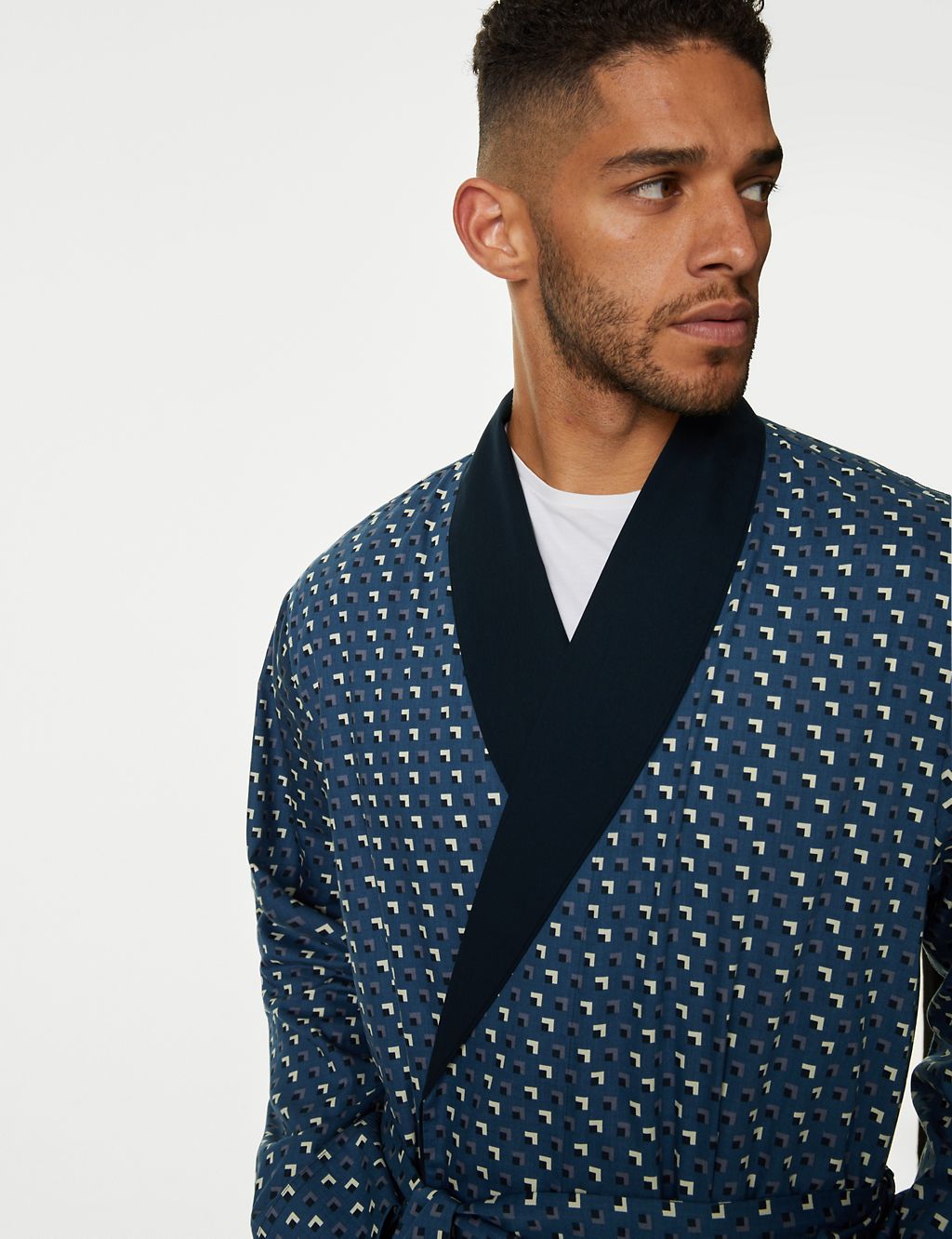 Cotton Rich Geometric Print Dressing Gown 2 of 5