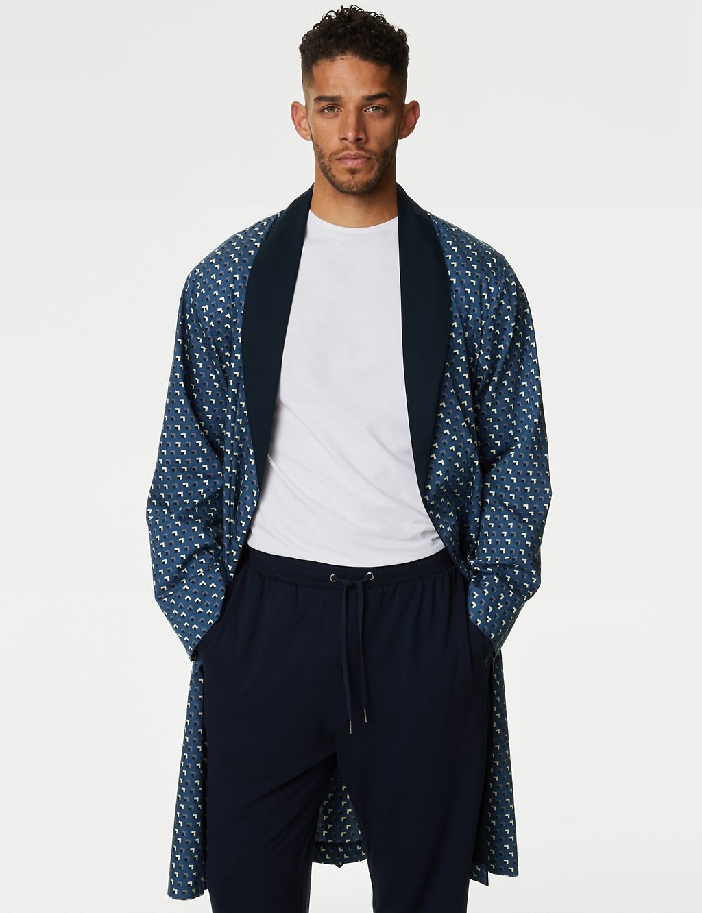 Cotton Rich Geometric Print Dressing Gown 4 of 5