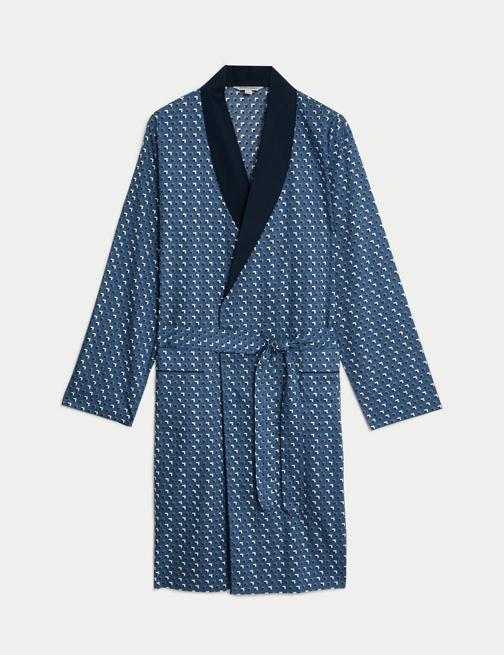 Cotton Rich Geometric Print Dressing Gown 1 of 5