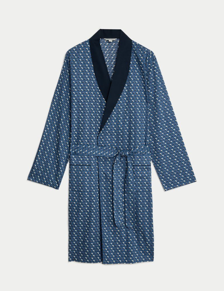 Cotton Rich Geometric Print Dressing Gown 2 of 5