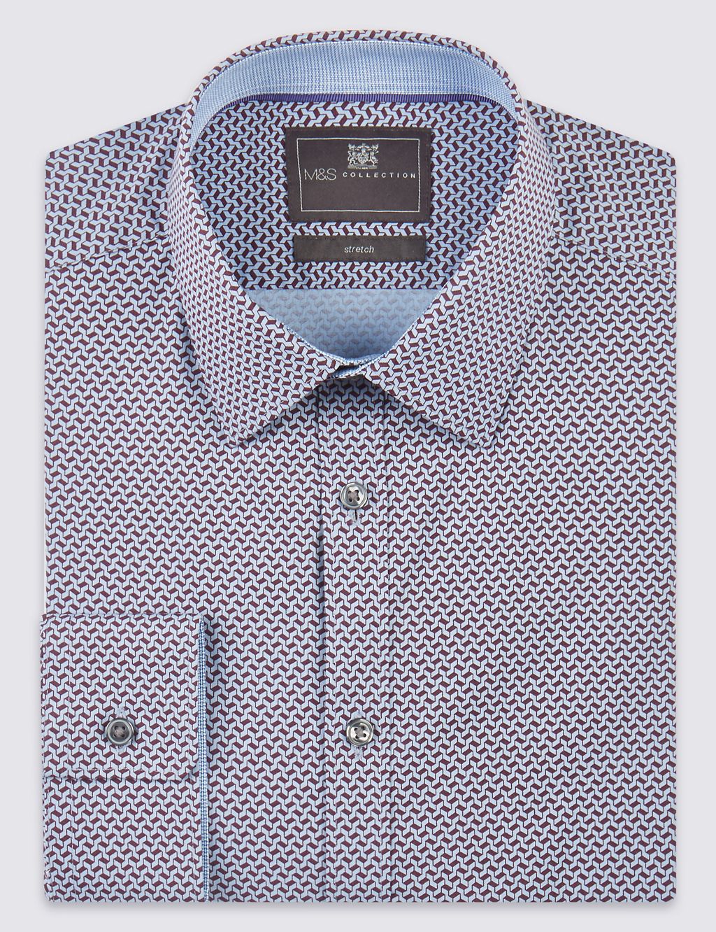 Cotton Rich Geometric Print Tailored Fit Stretch Shirt 6 of 6