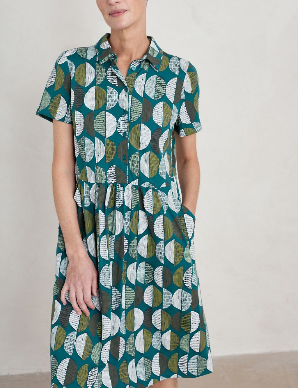 Cotton Rich Geometric Shirt Dress 2 of 5