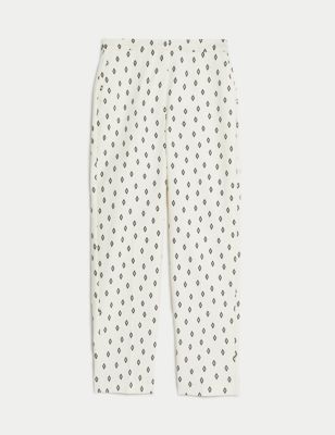 Cotton Rich Geometric Slim Fit Ankle Grazer Trousers Image 2 of 5