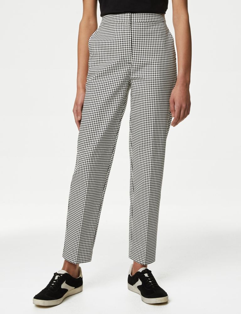 Cotton Rich Geometric Slim Fit Ankle Grazer Trousers 3 of 5