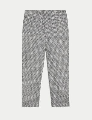 Cotton Rich Geometric Slim Fit Cropped Trousers Image 2 of 5