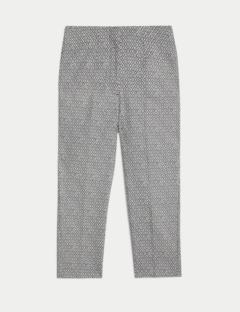 Cotton Rich Geometric Slim Fit Cropped Trousers 2 of 5