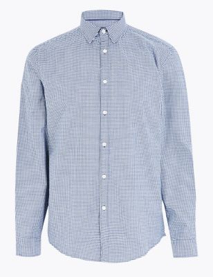 Cotton Rich Gingham Check Oxford Shirt Image 2 of 4