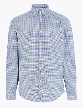 Cotton Rich Gingham Check Oxford Shirt Image 2 of 4