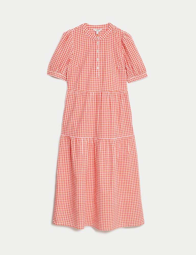 Cotton Rich Gingham Midi Tiered Dress 2 of 4