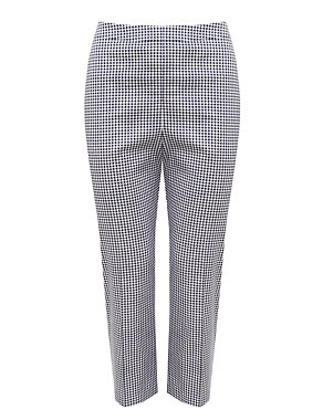 Cotton Rich Gingham Print Cropped Trousers Image 2 of 5
