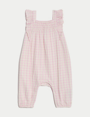 Cotton Rich Gingham Romper (0-3 Yrs) Image 2 of 5