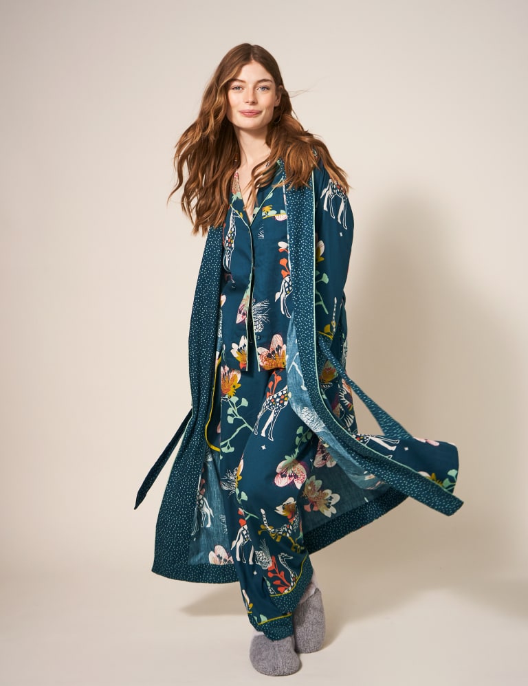 Cotton Rich Giraffe Print Dressing Gown White Stuff M S