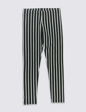 Cotton Rich Girls' Striped Leggings (5-14 Years) Image 2 of 5
