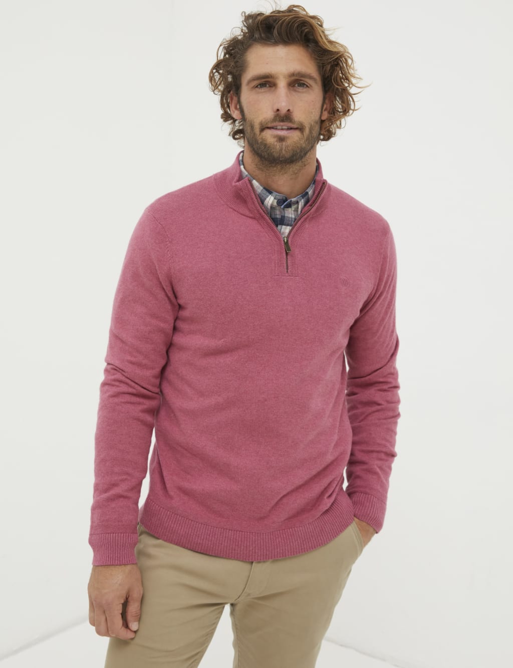 Cotton Rich Half Zip Jumper FatFace M&S