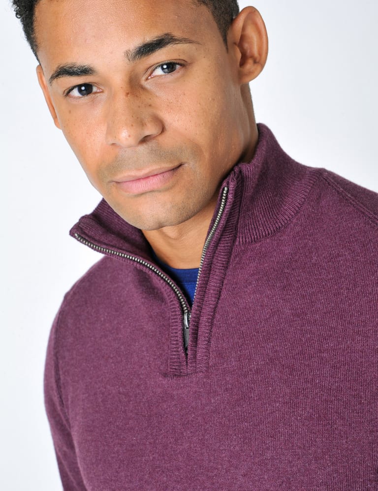 Mens purple half new arrivals zip sweater