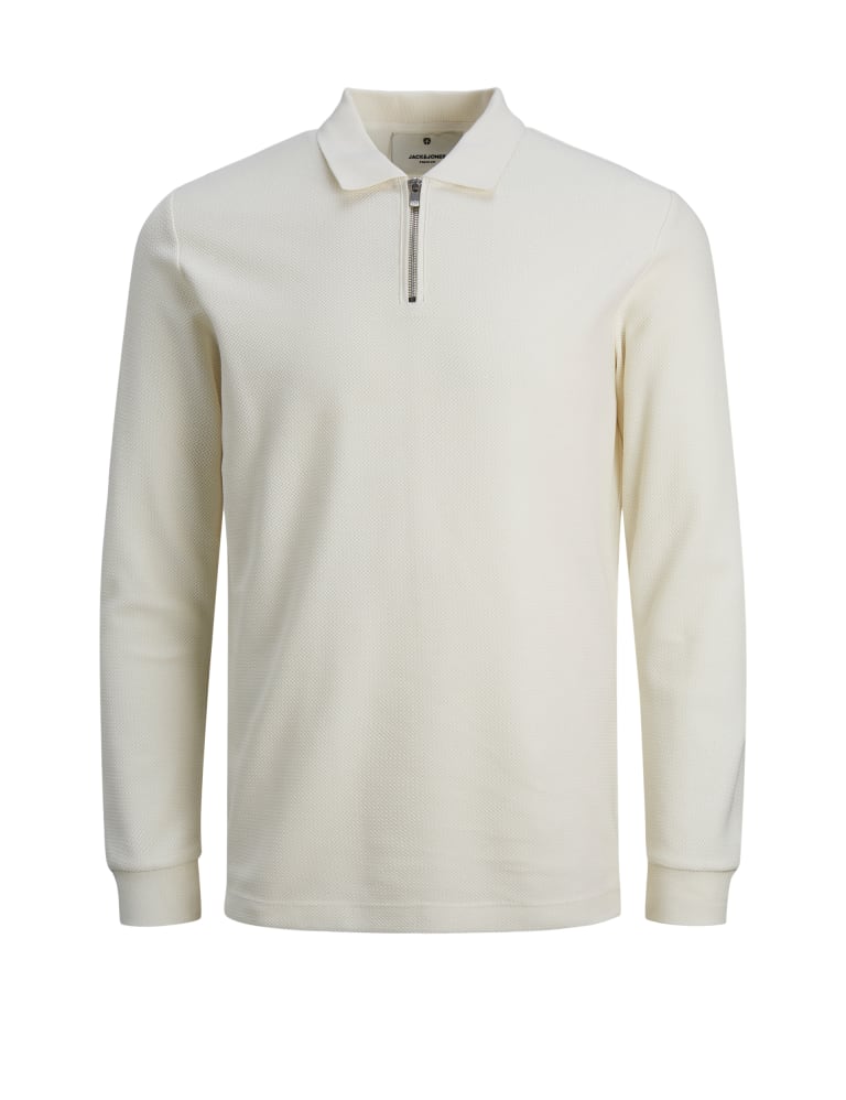 Cotton Rich Half Zip Long Sleeve Polo Shirt JACK JONES M S