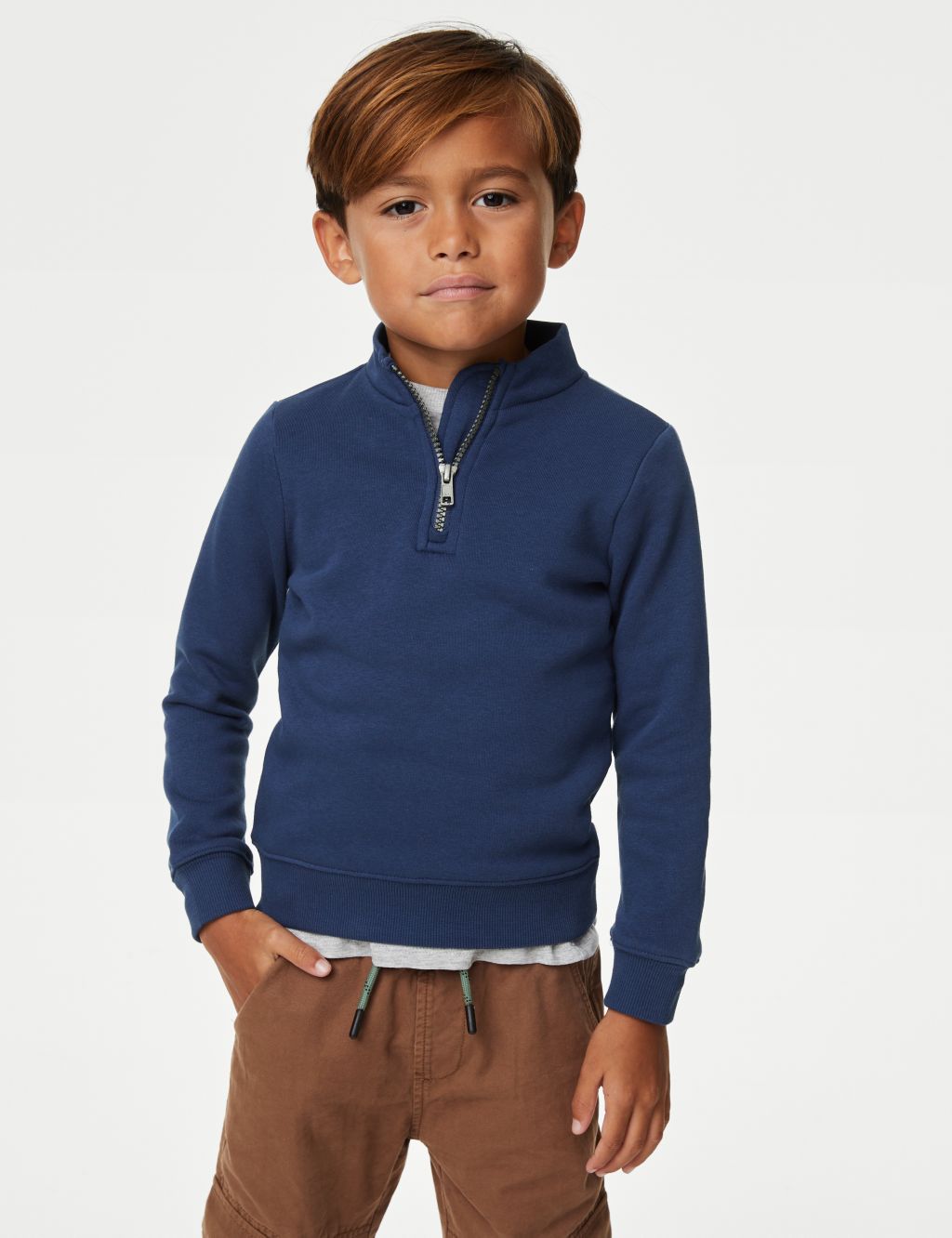 Cotton Rich Half Zip Sweatshirt (2-8 Yrs) | M&S Collection | M&S