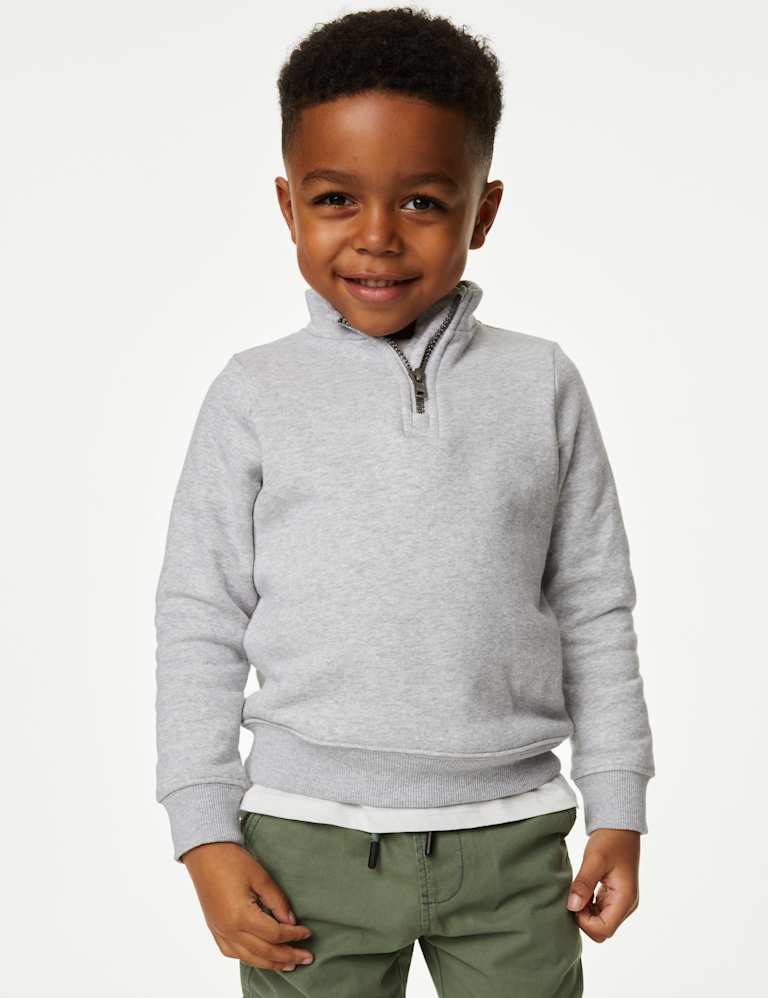 Cotton Rich Half Zip Sweatshirt (28 Yrs) M&S Collection M&S