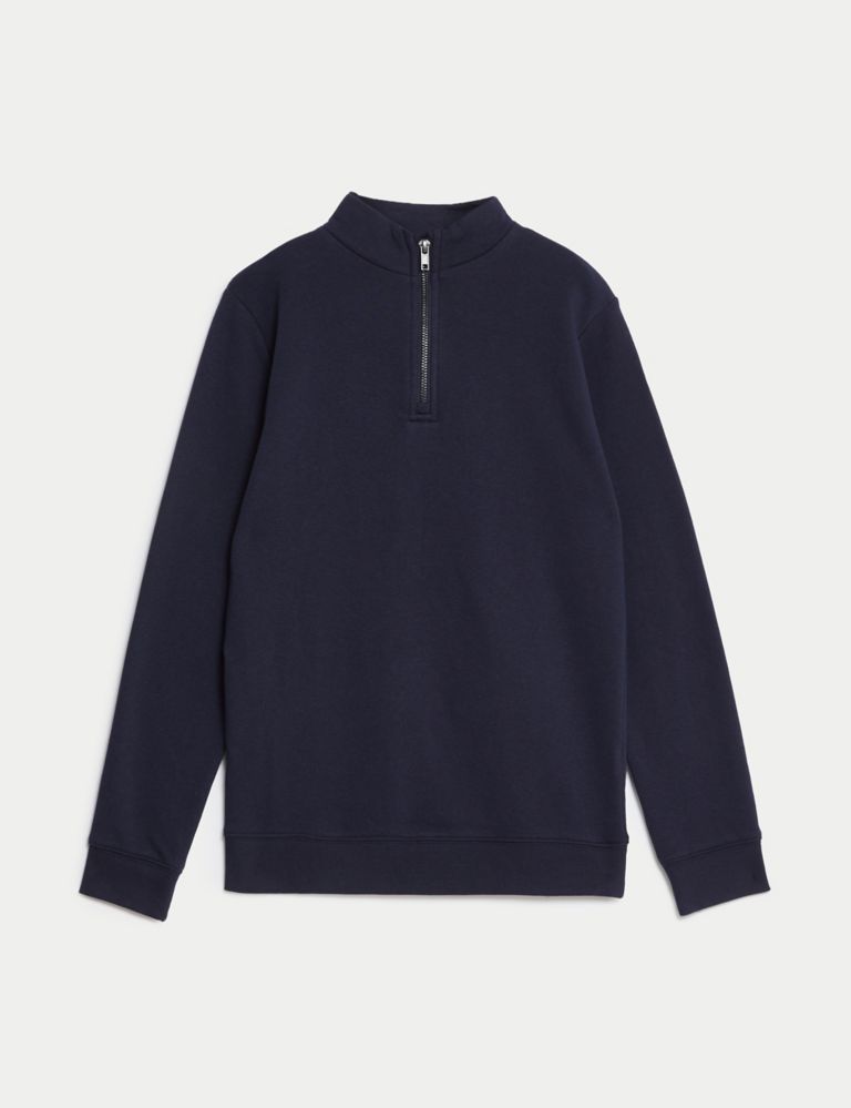 Cotton Rich Half Zip Sweatshirt (6-16 Yrs) 1 of 1