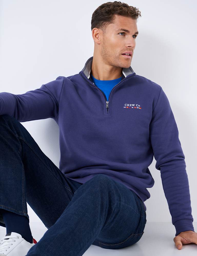 Cotton Rich Half Zip Sweatshirt | Crew Clothing | Mu0026S