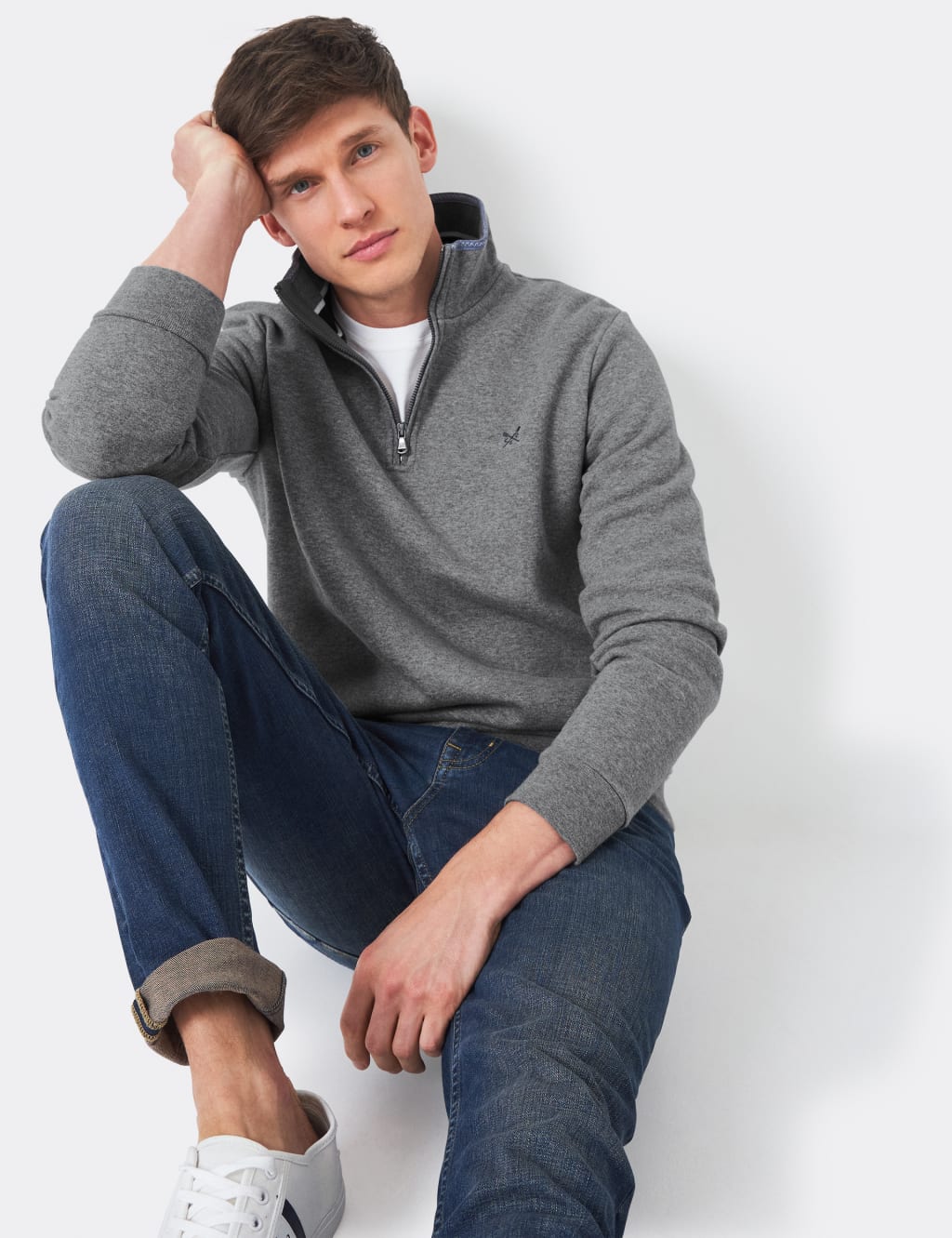 Cotton Rich Half Zip Sweatshirt | Crew Clothing | Mu0026S