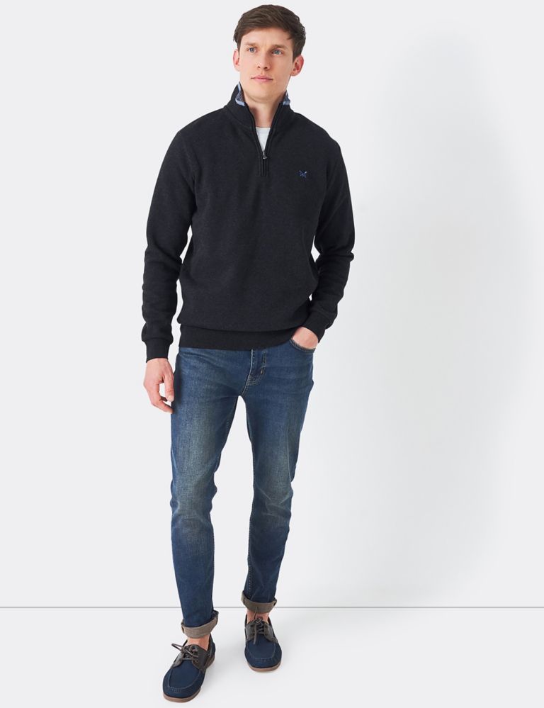 Cotton Rich Half Zip Sweatshirt | Crew Clothing | M&S