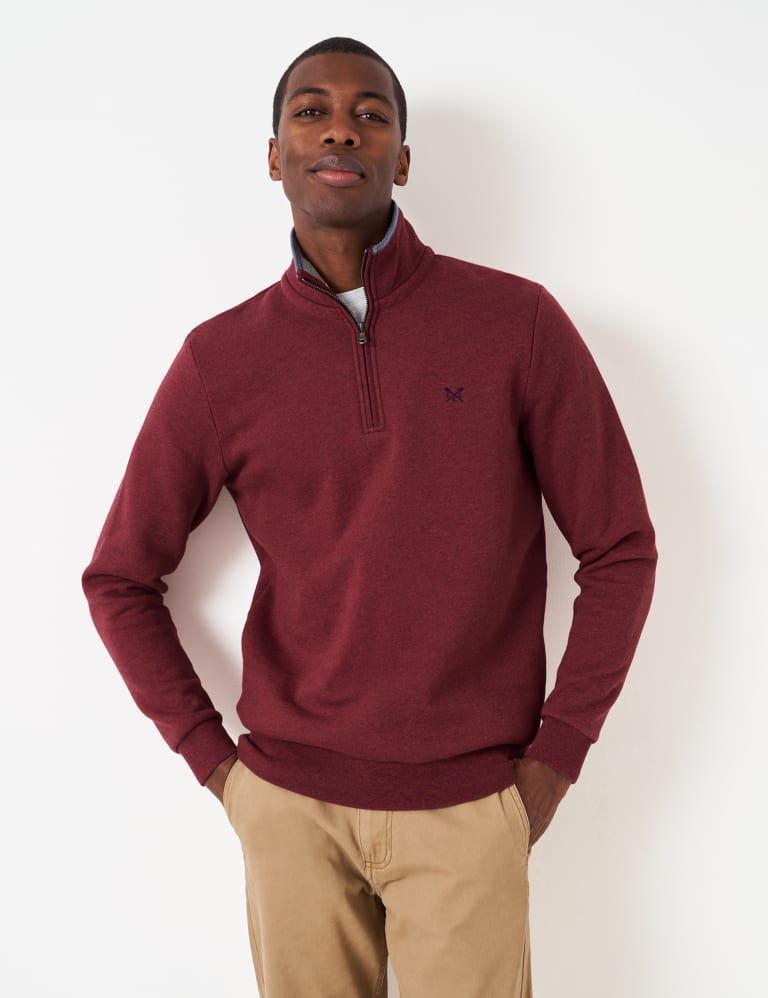 Cotton Rich Half Zip Sweatshirt Crew Clothing M S