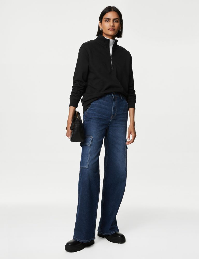 Cotton Rich Half Zip Sweatshirt | M&S Collection | M&S