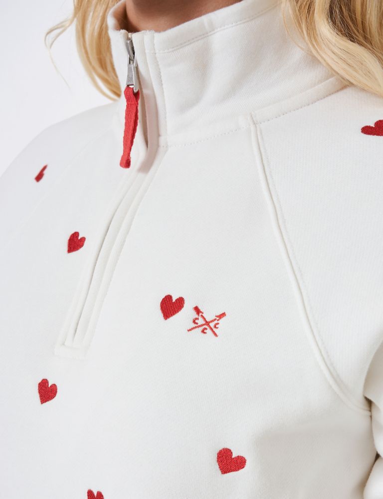 Cotton Rich Heart Embroidery Half Zip Sweatshirt 5 of 5