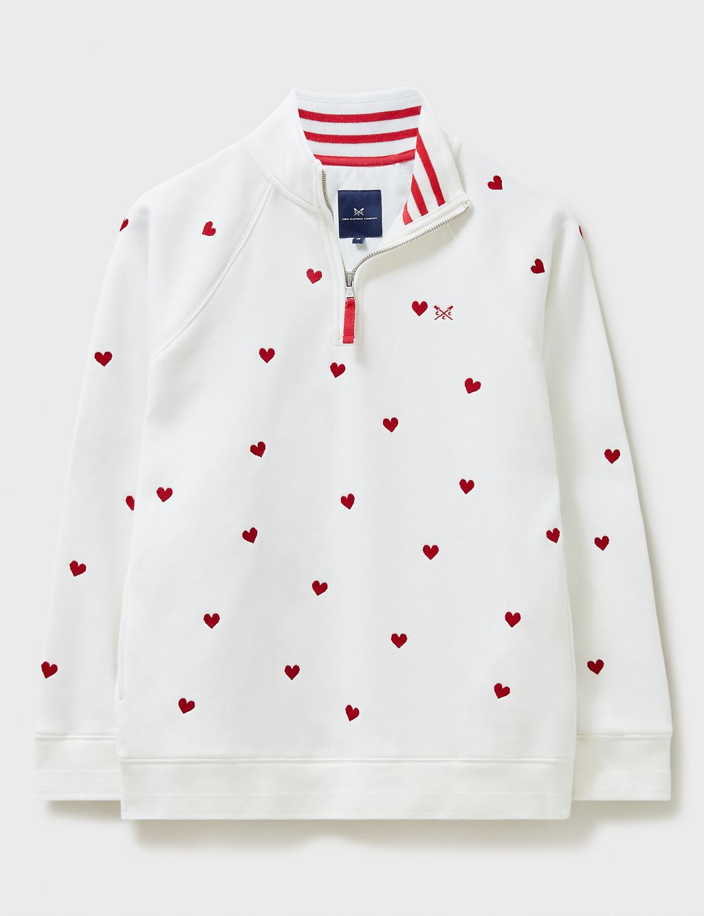 Cotton Rich Heart Embroidery Half Zip Sweatshirt 1 of 5