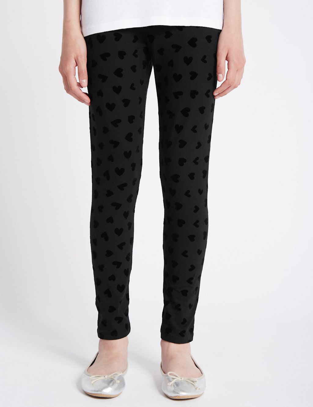 Cotton Rich Heart Flocked Leggings (5-14 Years) 3 of 5