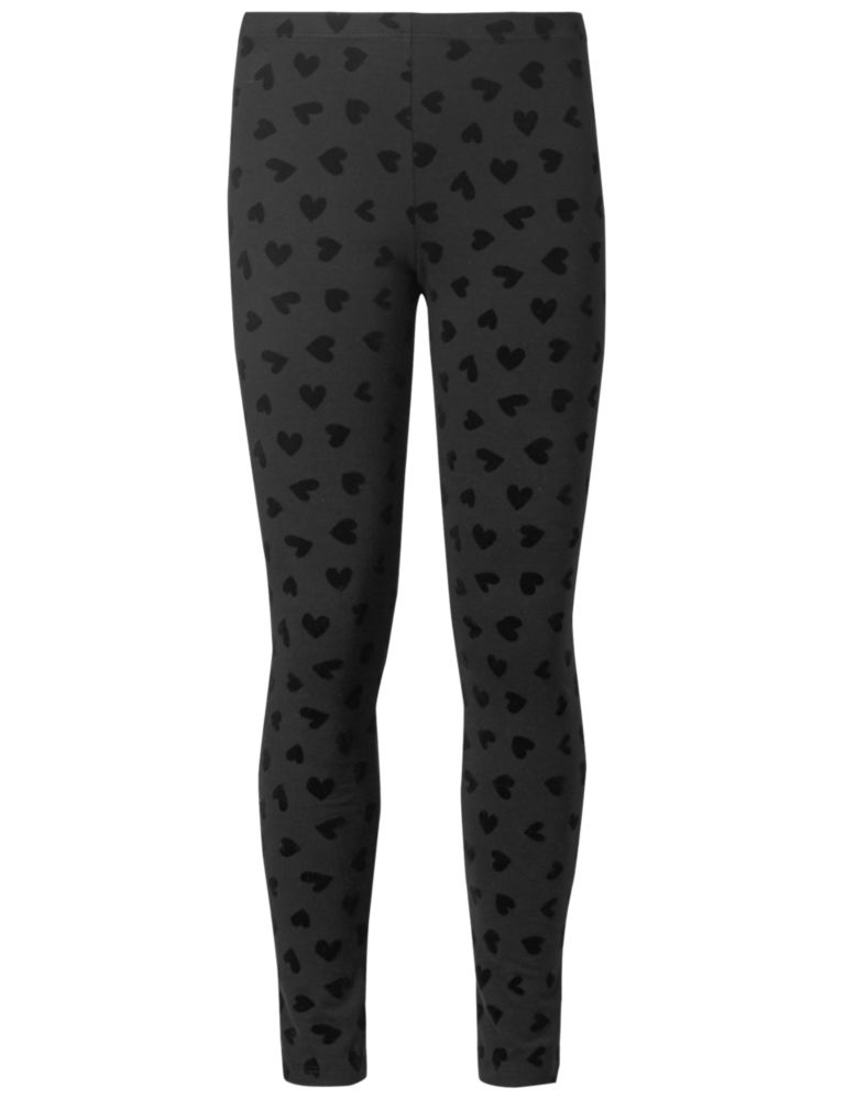 Cotton Rich Heart Flocked Leggings (5-14 Years) 4 of 5