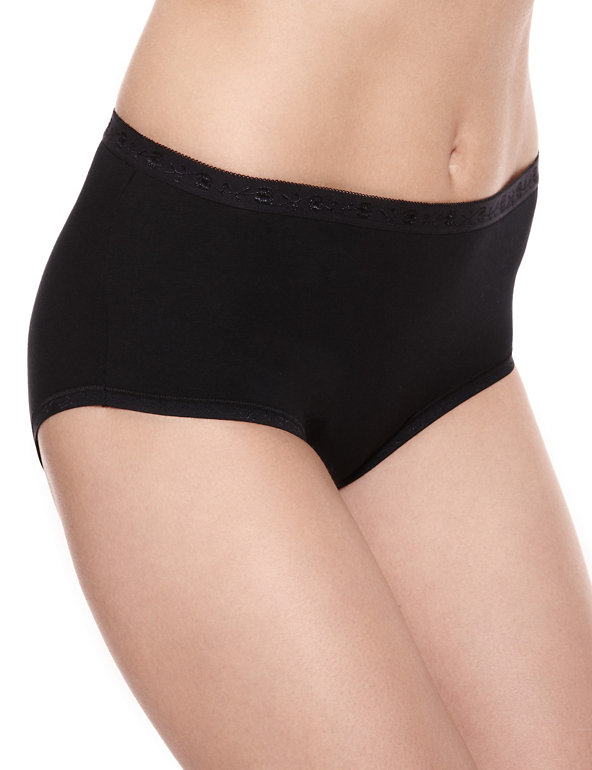 Cotton Rich High Rise Midi Knickers Image 1 of 2