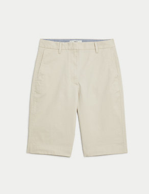 Cotton Rich High Waisted Chino Shorts Image 2 of 5